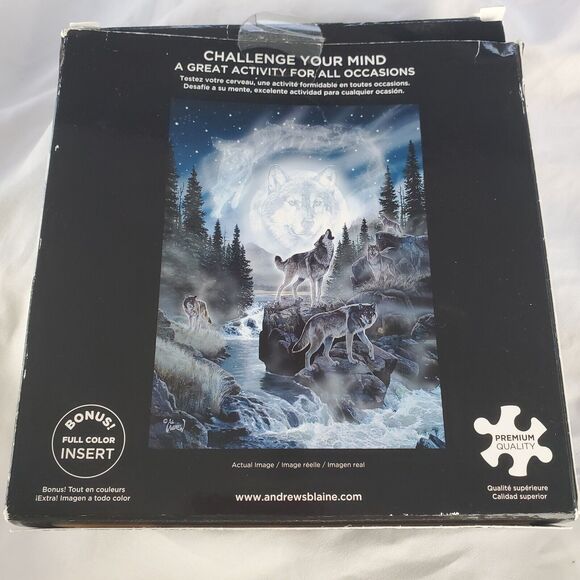 Al Agnew 1000 Piece Puzzle Moon Wolf 20x27 Made In USA Factory Sealed w Poster - Picture 2 of 5
